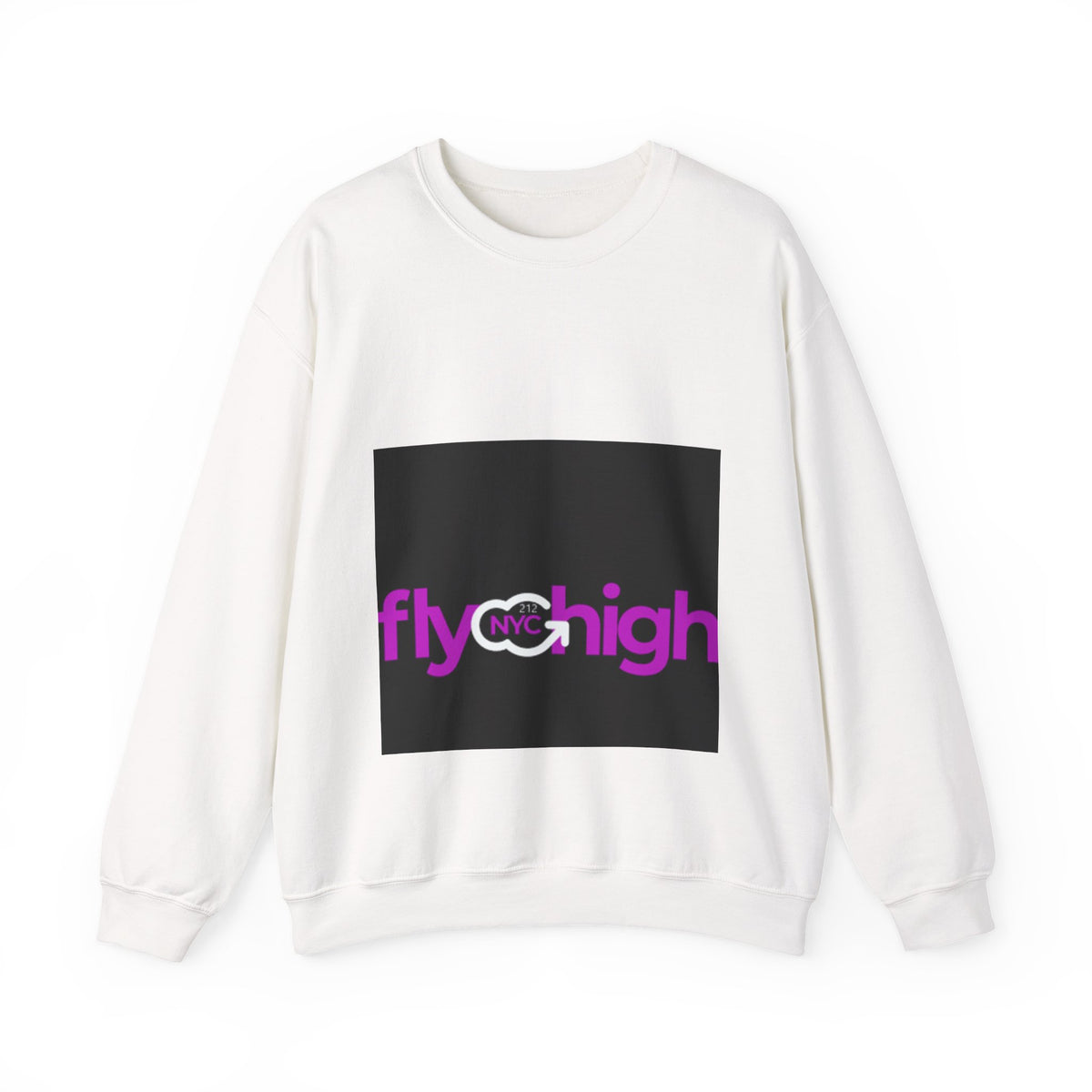Fly High NYC Crewneck Sweatshirt — Pink & Purple Logo Pullover