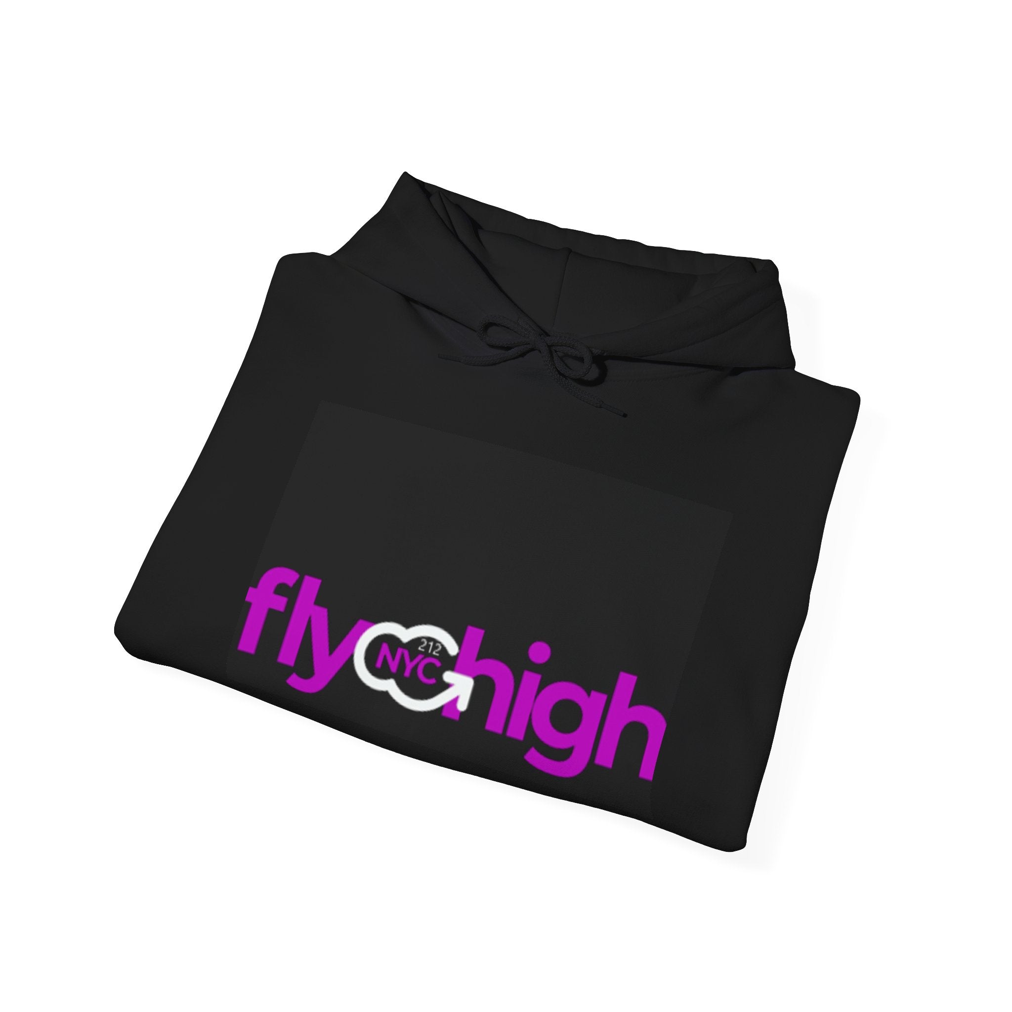 Fly High Hoodie — Retro Pink Logo Graphic Hooded Sweatshirt