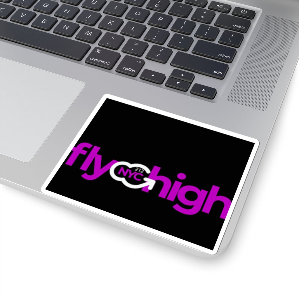 Fly High NYC Kiss-Cut Sticker — Pink Logo Sticker for Laptops & Water Bottles
