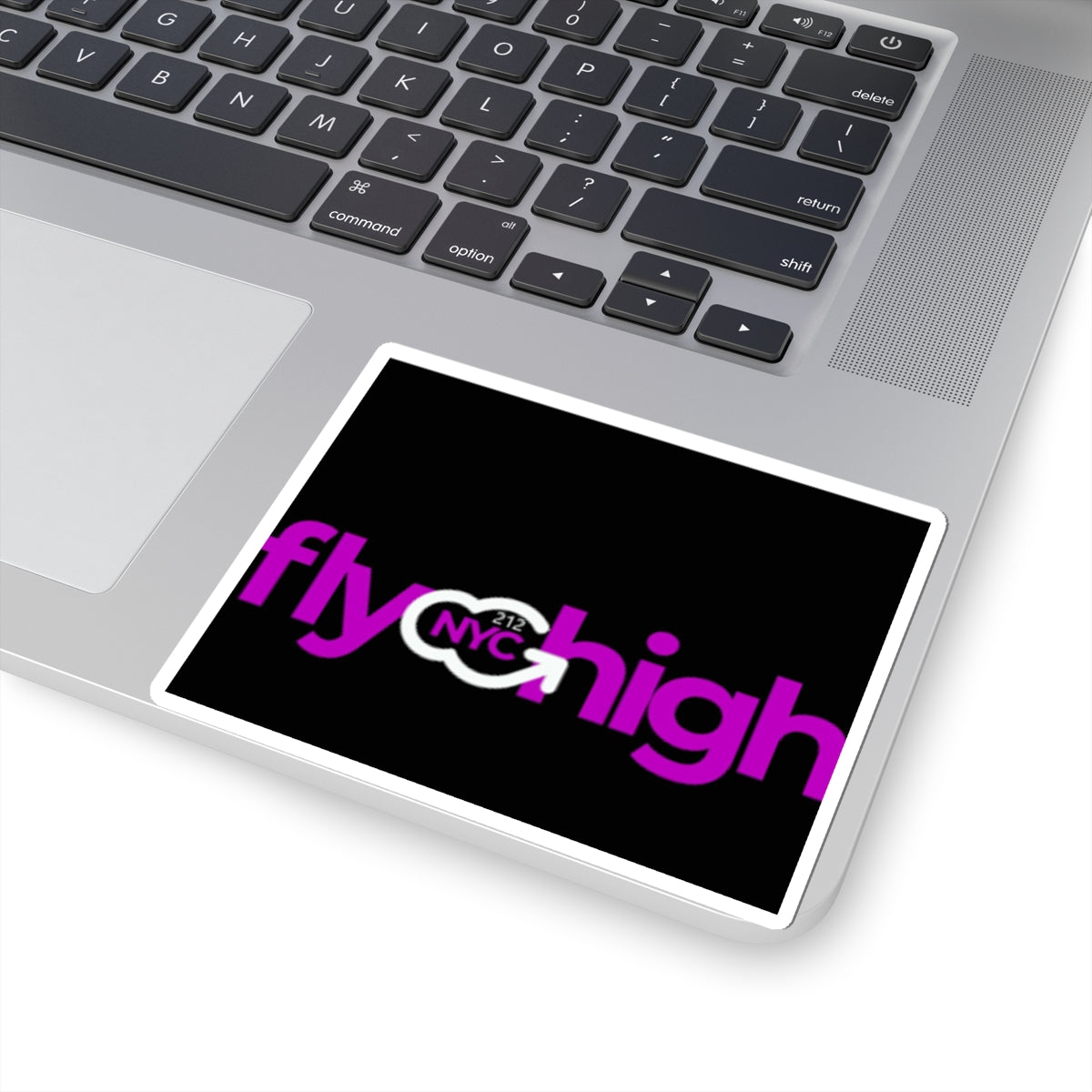 Fly High NYC Kiss-Cut Sticker — Pink Logo Sticker for Laptops & Water Bottles