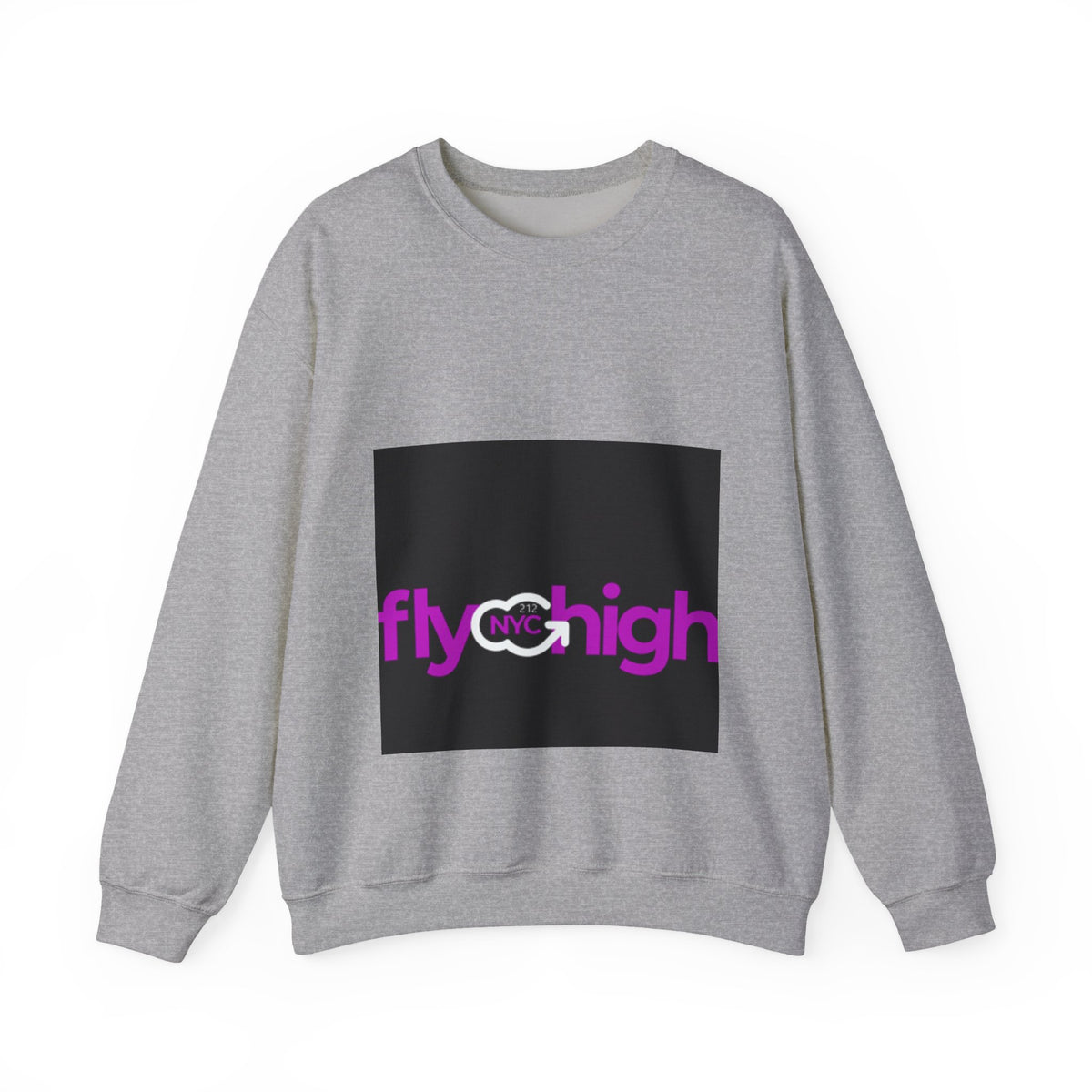 Fly High NYC Crewneck Sweatshirt — Pink & Purple Logo Pullover