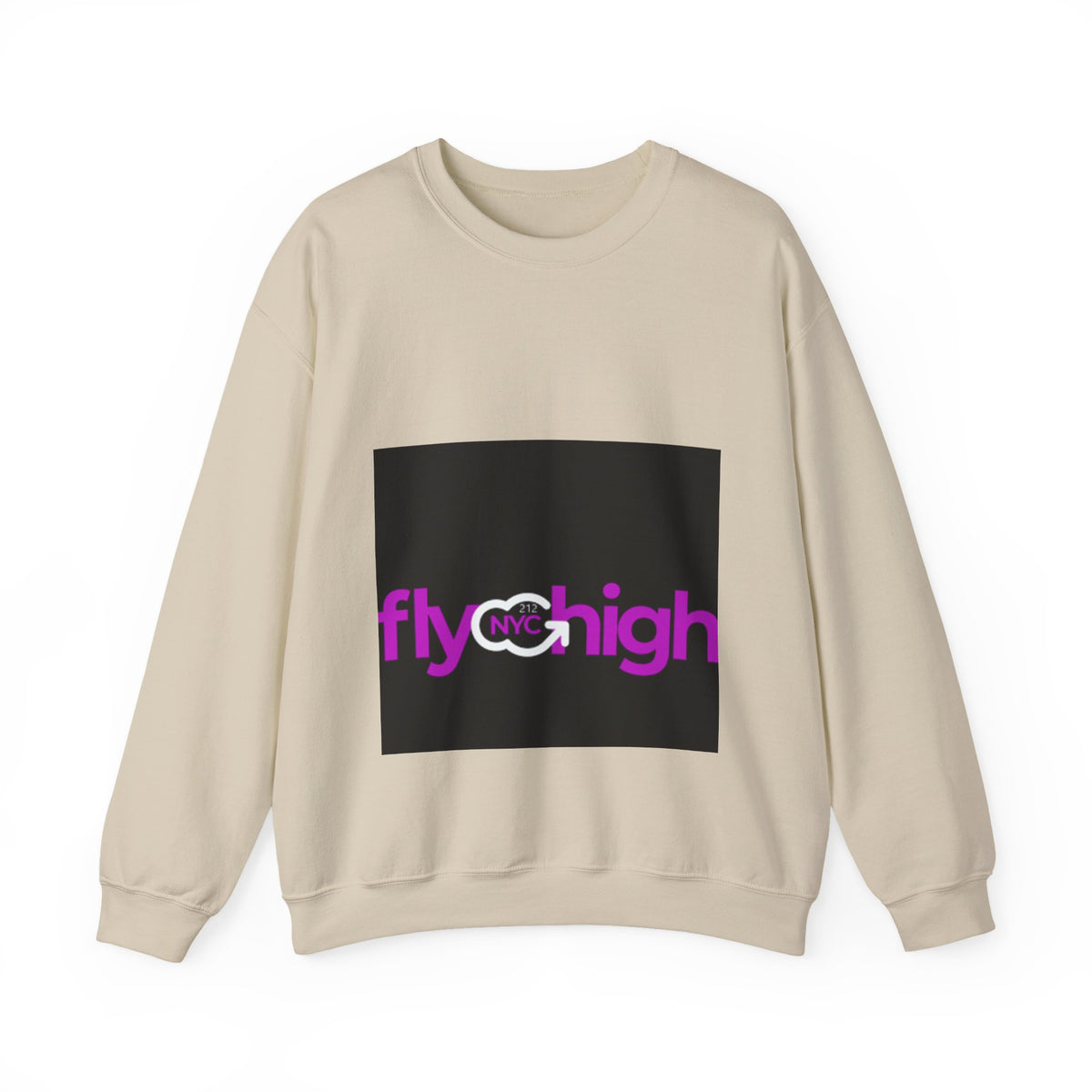 Fly High NYC Crewneck Sweatshirt — Pink & Purple Logo Pullover