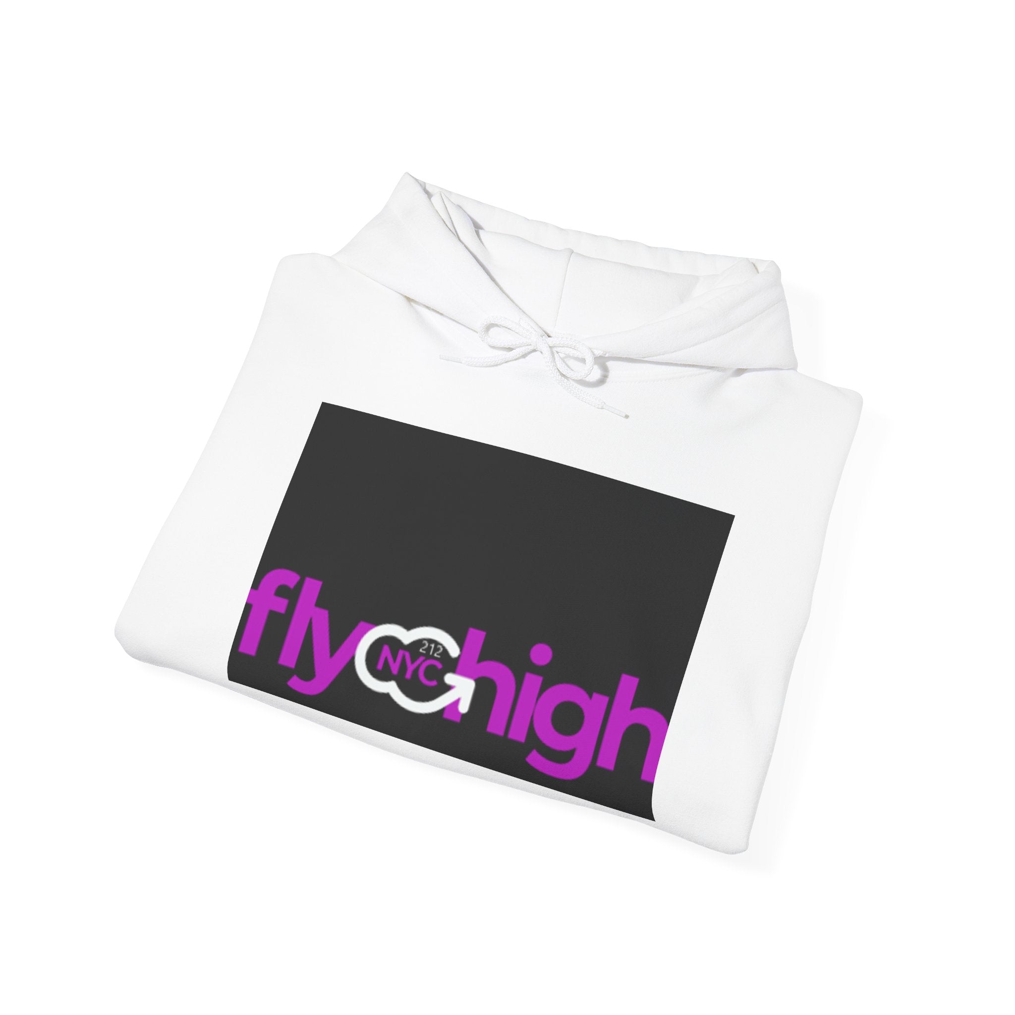 Fly High Hoodie — Retro Pink Logo Graphic Hooded Sweatshirt