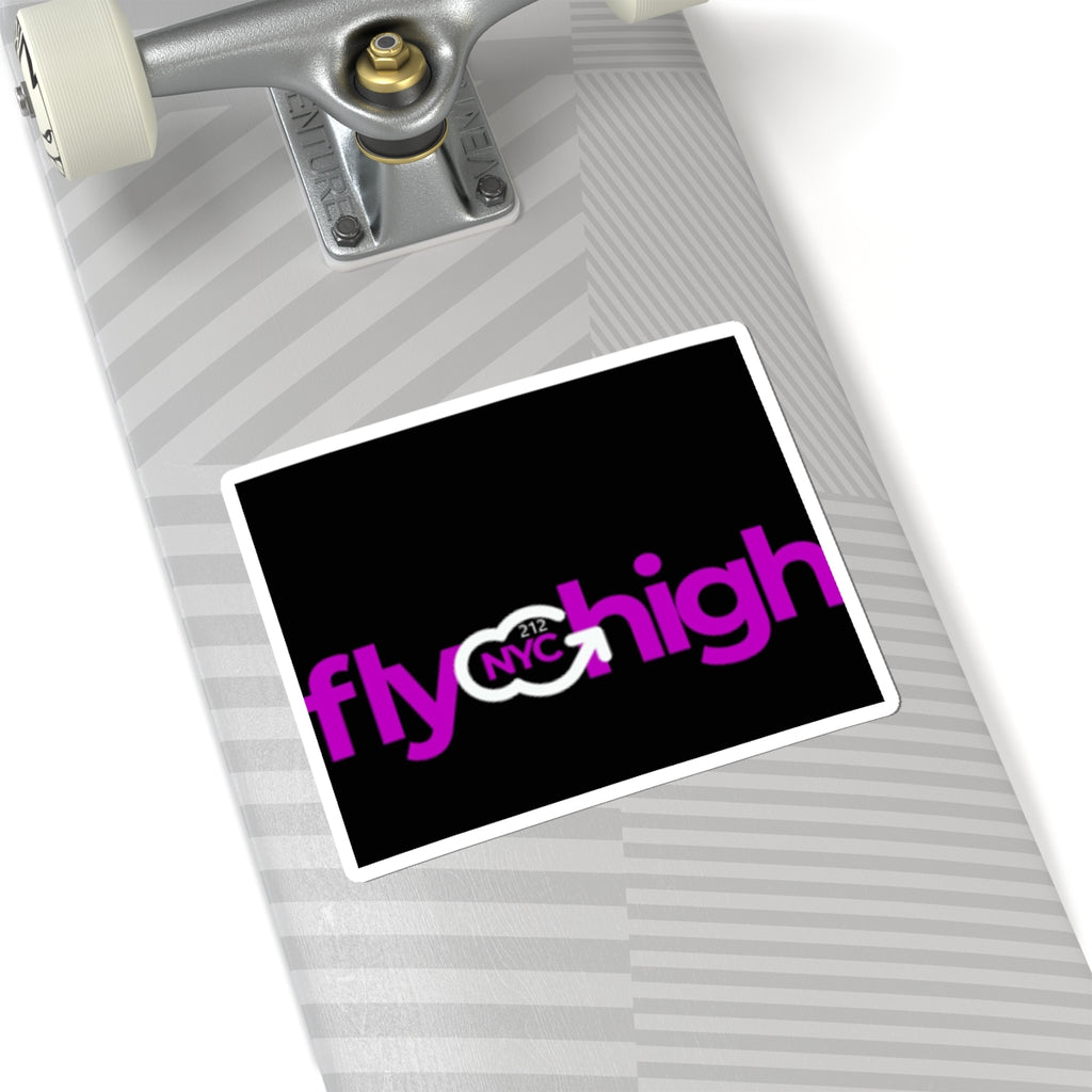 Fly High NYC Kiss-Cut Sticker — Pink Logo Sticker for Laptops & Water Bottles