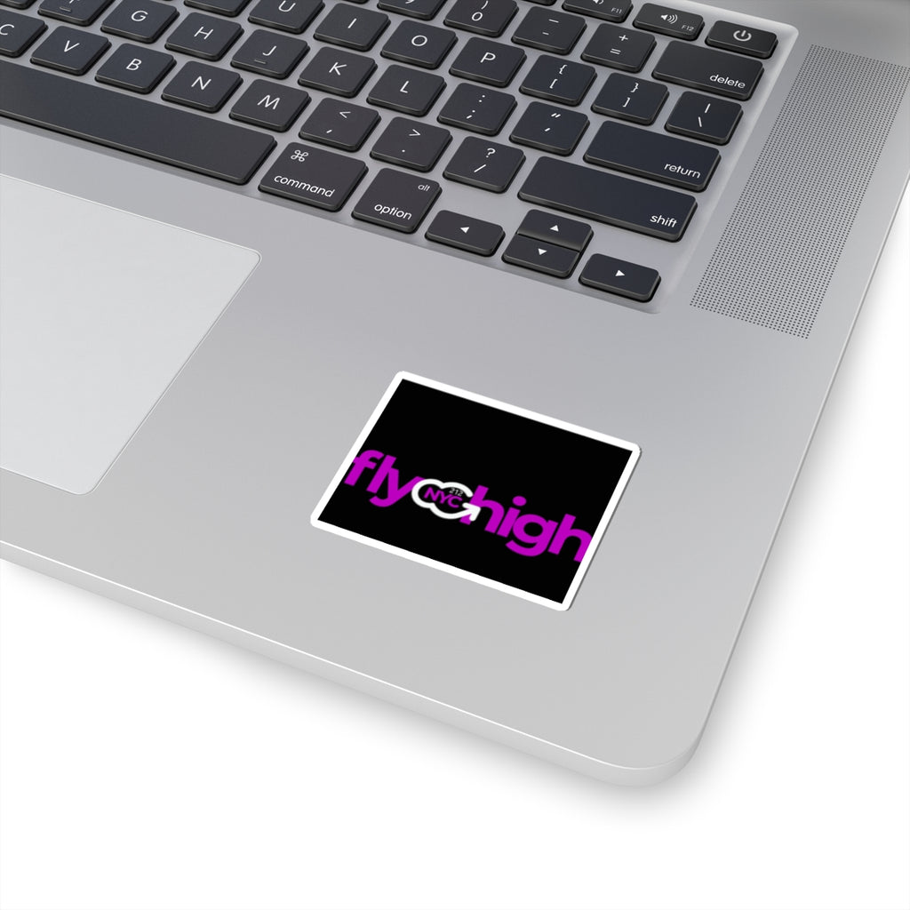Fly High NYC Kiss-Cut Sticker — Pink Logo Sticker for Laptops & Water Bottles