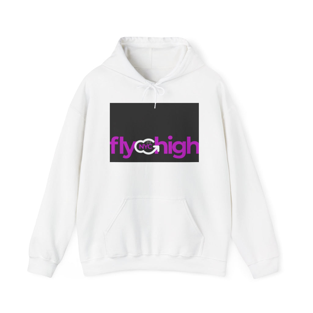 Fly High Hoodie - Retro Pink Typography Graphic Pullover
