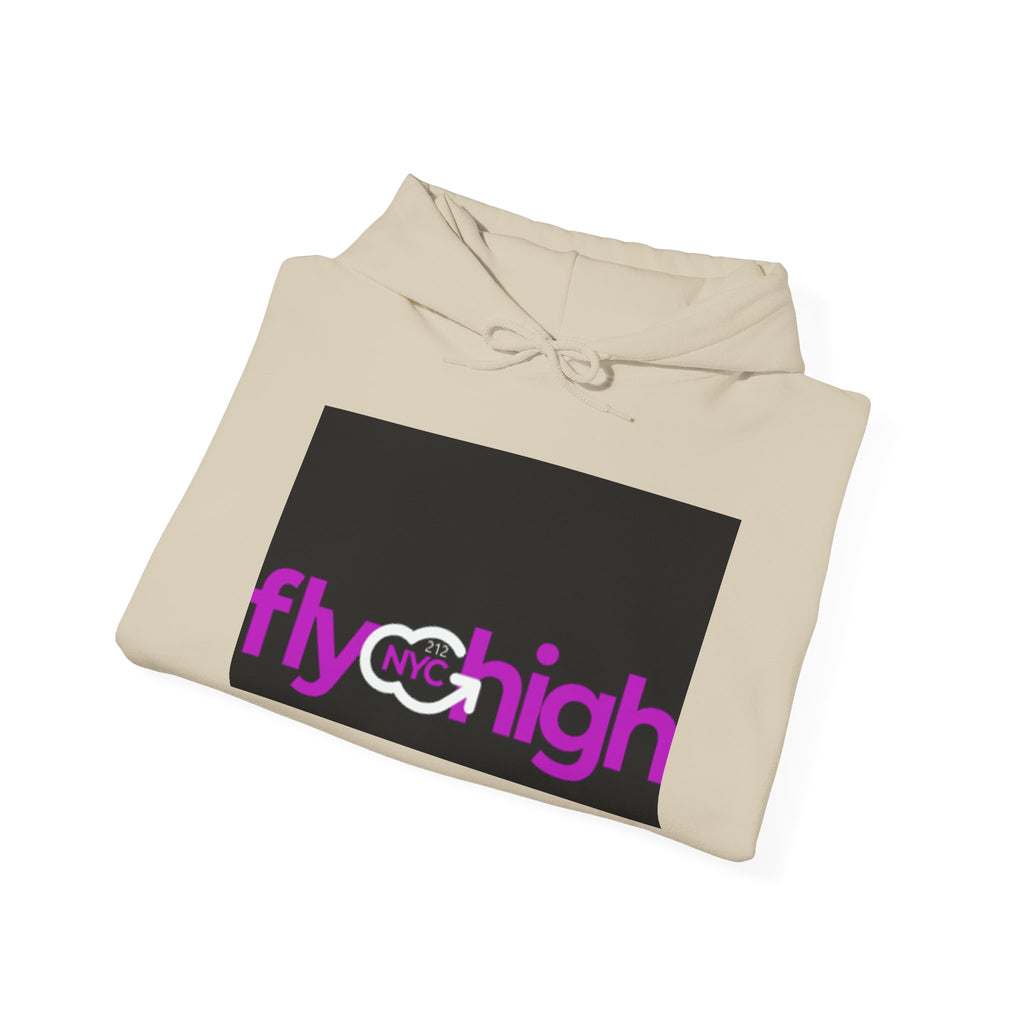 Fly High Hoodie — Retro Pink Logo Pullover