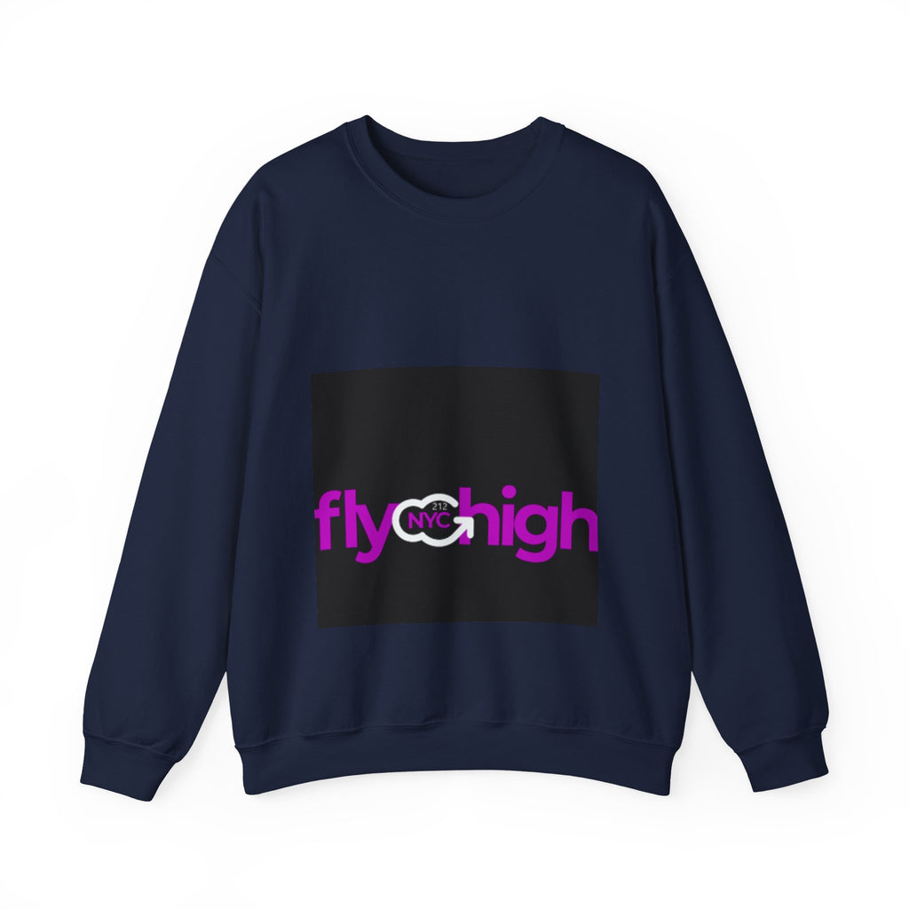 Fly High NYC Crewneck Sweatshirt — Pink & Purple Logo Pullover