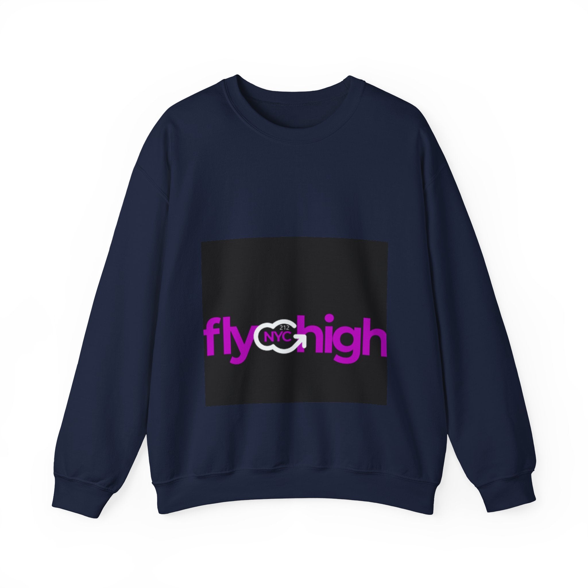 Fly High NYC Crewneck Sweatshirt — Pink & Purple Logo Pullover