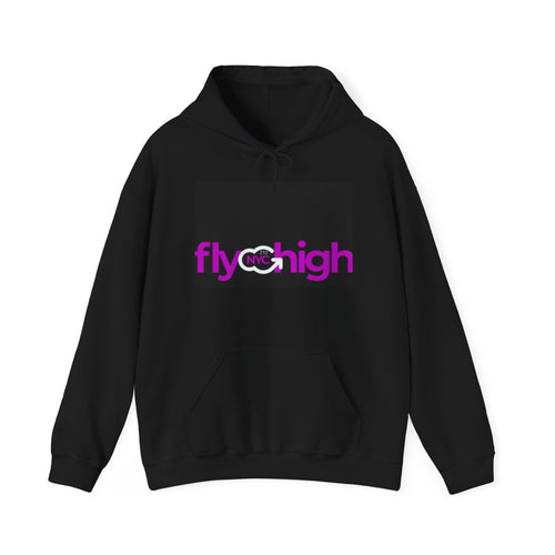 Fly High Hoodie - Retro Pink Typography Graphic Pullover