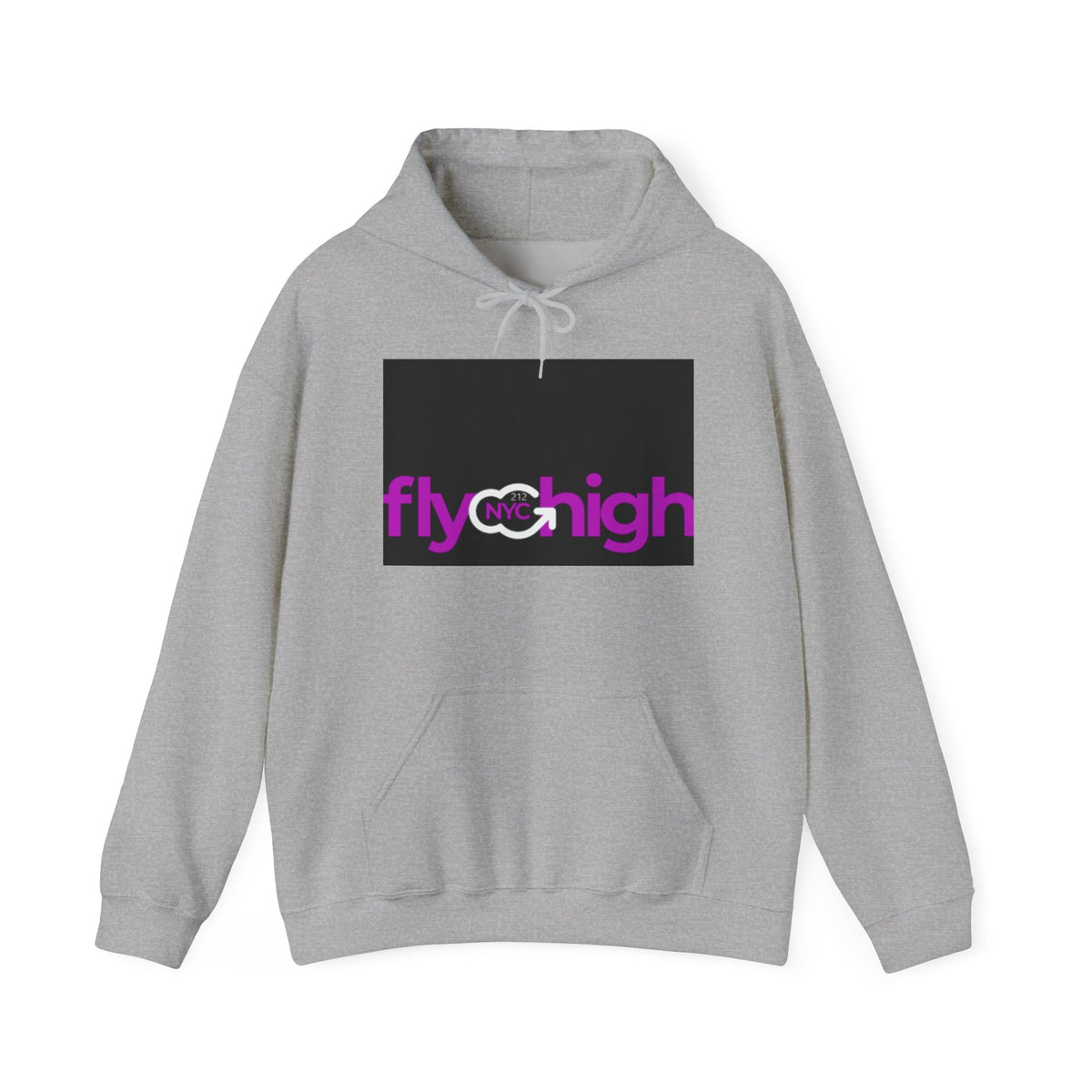 Fly High Hoodie — Retro Pink Logo Graphic Hooded Sweatshirt