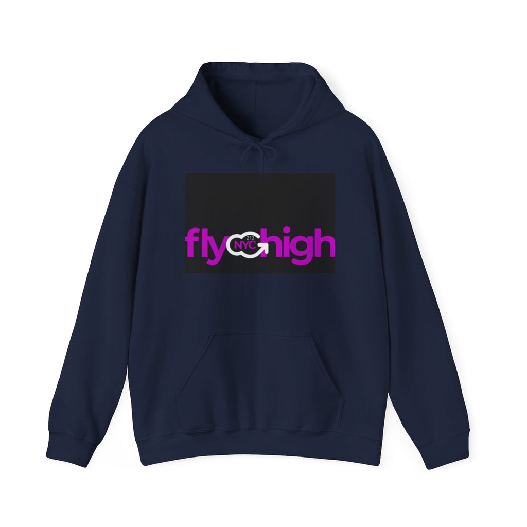 Fly High Hoodie — Retro Pink Logo Pullover