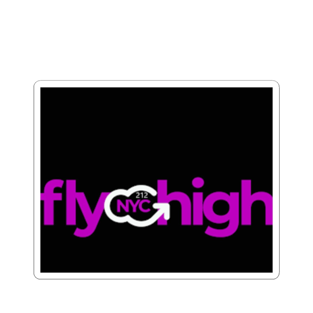 Fly High NYC Kiss-Cut Sticker — Pink Logo Sticker for Laptops & Water Bottles