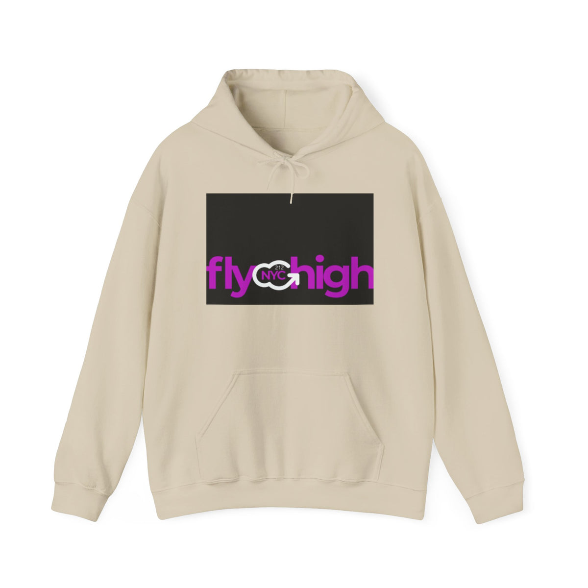 Fly High Hoodie — Retro Pink Logo Graphic Hooded Sweatshirt